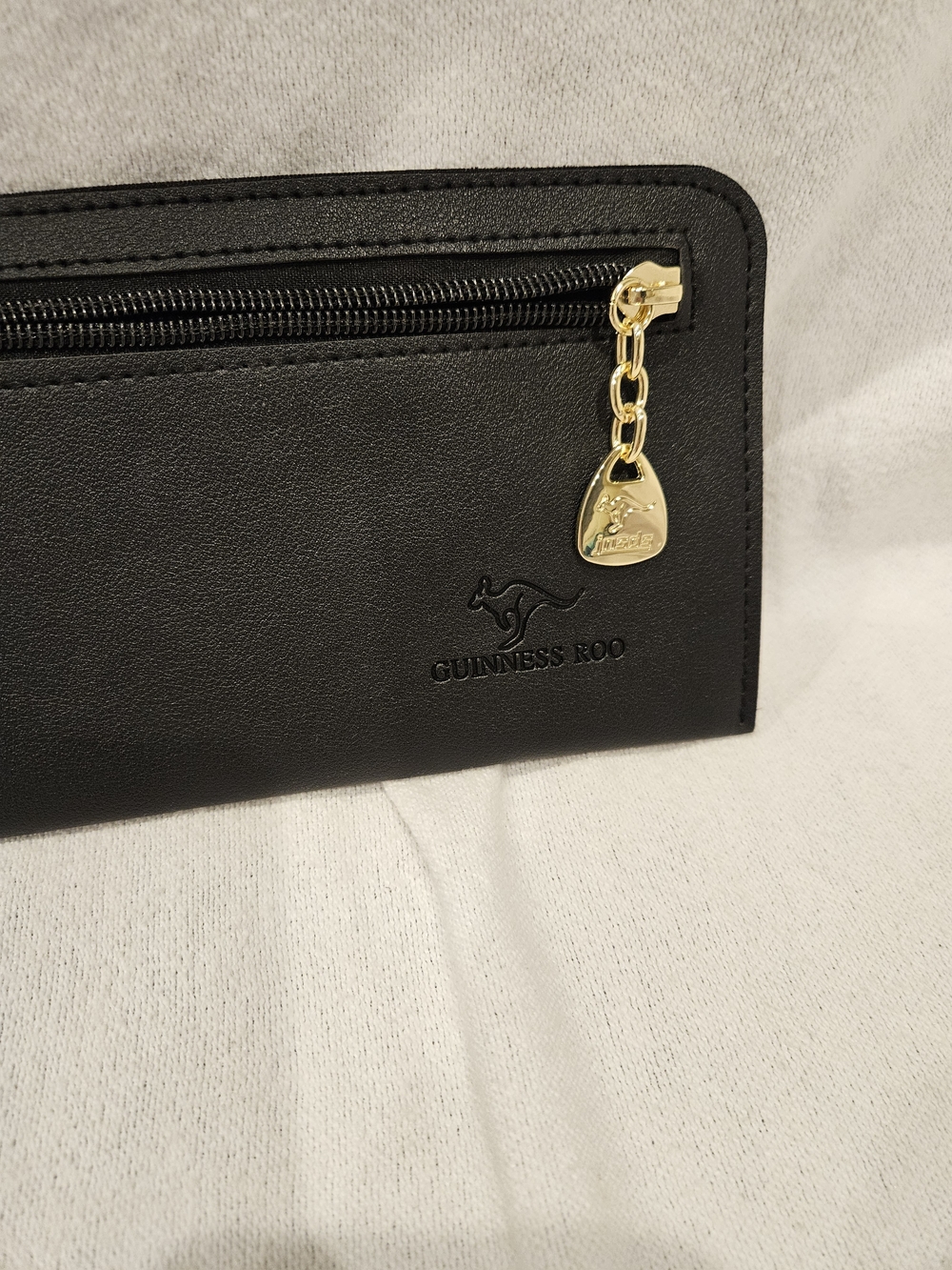 Guinness Roo Black Wallet Clutch with Gold Accent